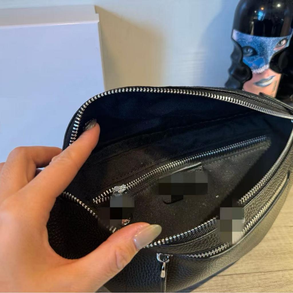 Neue Leder Bauchtasche für Herren, Brusttasche aus Lammleder, erste Schicht, Sport-Lauf-Handytasche, wasserdichte Ledertasche, lässige Umhängetasche.