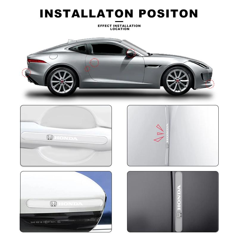 4Pcs Car Door Handle Protector Sticker Auto Styling For Honda Fit Mugen Insight Type S R VTEC DOHC Modulo Vezel Legend RR Si
