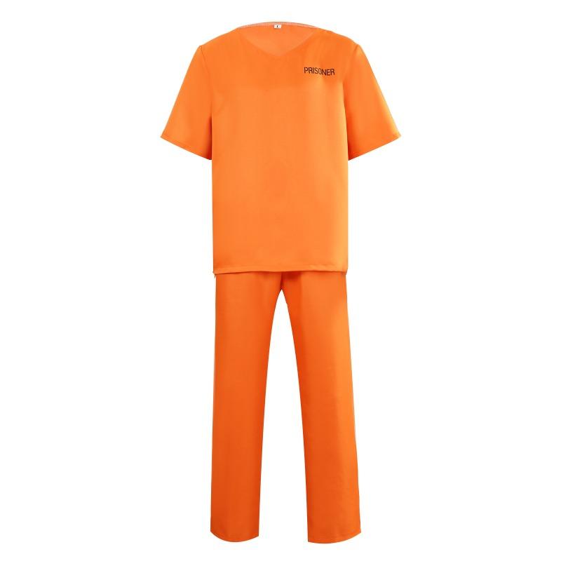 Halloween American Adult Men's and Women's Performance Costume Prisoner's Play Costume Orange Prisoner's Uniform C Uniform Factory