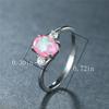 Niedliche weibliche geometrische weiße rosa Feueropal-Ring mit kleinem ovalen Stein, modische Farbe, Hochzeitsschmuck für Frauen