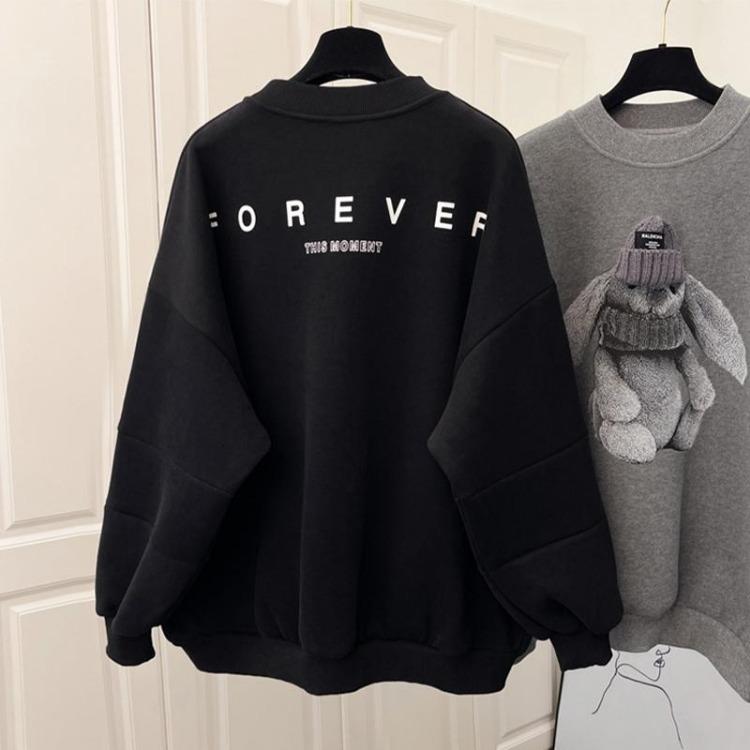 Damenmode Lockeres Bären-Sweatshirt Lässig Plus Fleece Dreidimensionale Dekoration Top