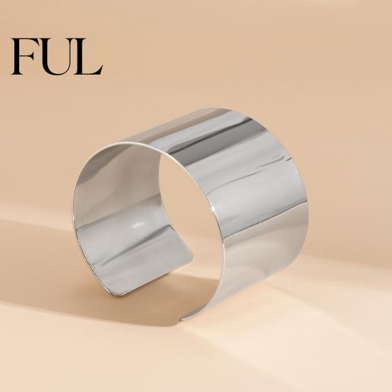 Personalized Arm Cuff Women Bracelet Exaggerate Vintage Punk Boho Smooth Stainless Metal Lady Adjustable Opening Bangle Wide Wrist Jewelry