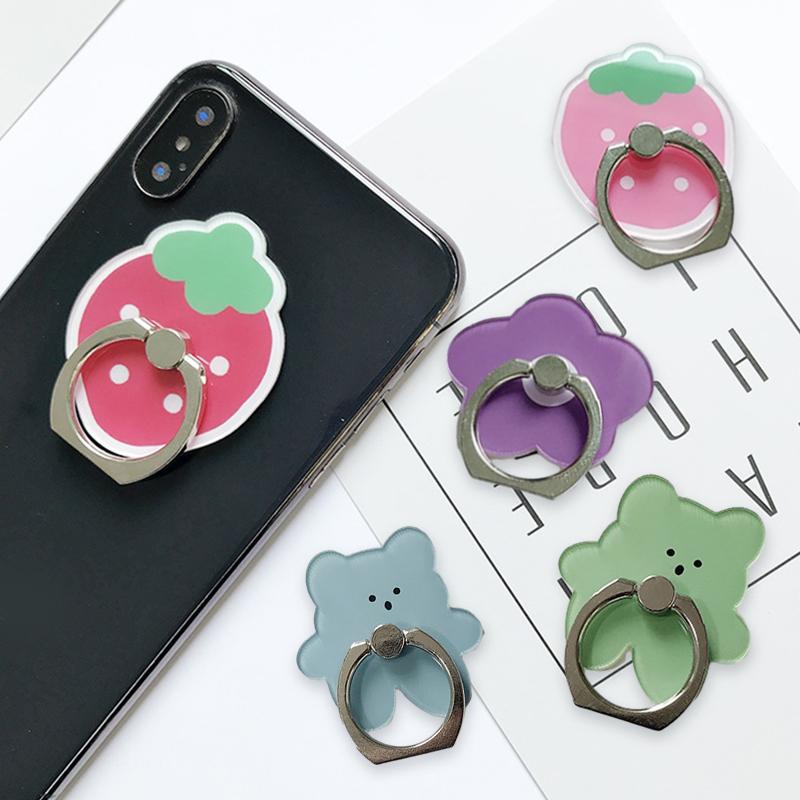 Cute Bear Phone Holder Flowers Finger Ring Stand Lazy Bracket Phone Kickstand