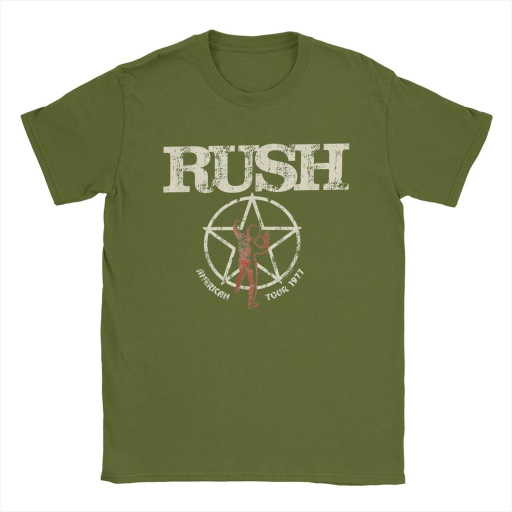 Rush Band T Shirt Men's Pure Cotton Novelty T-Shirts Crewneck Tees Short Sleeve Clothing Summer