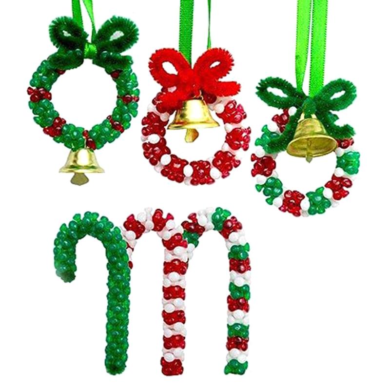 1570 PCS Christmas Beaded Ornament Kit Party Craft Wreath Candy Cane DIY Decoration Pendant For Christmas Hanging