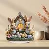 Easter Decor Easter Bunny Ornament 2D Flat Rabbit House Easter Party Desktop Ornament  Office Decor