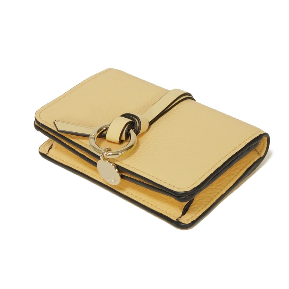 Used 9656 Alphabet Card Holder CHC21WP015F57 7946 Current Pastel Pass Case Unused Logo Medal Charm Yellow Women's from