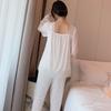 French Vintage Lace Women Pajamas Two-piece Suits Women Long Sleeve Ruffles Pants Princess Sleepwear Relaxed Fit Leisure Home Suit
