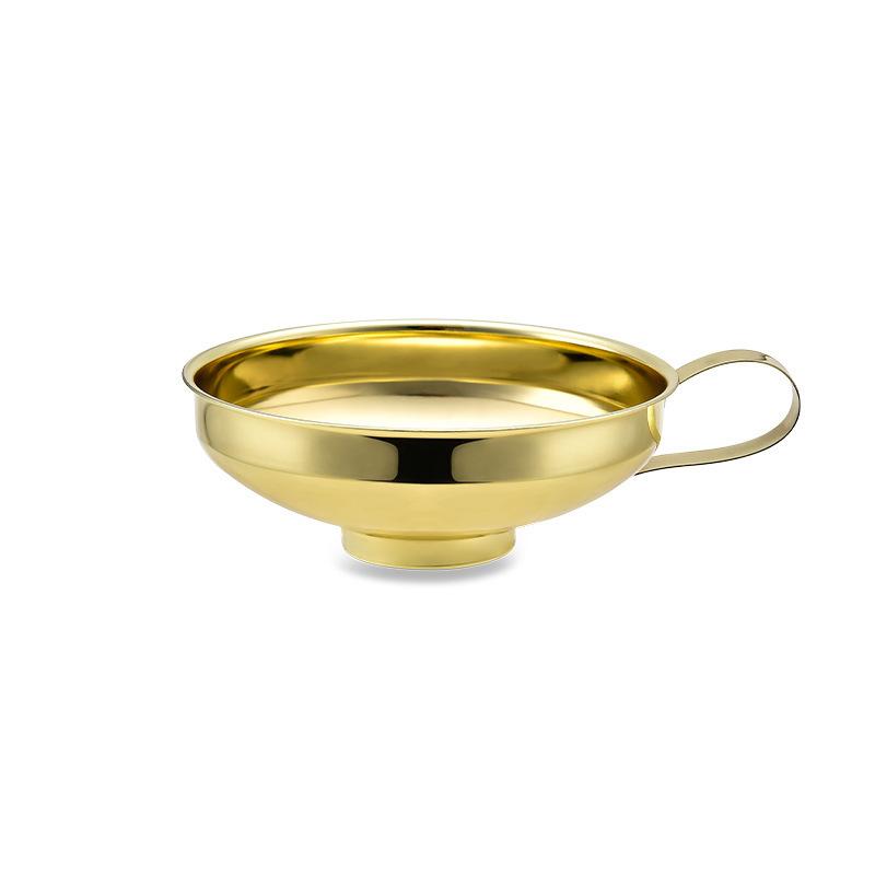 Golden Wide-mouth Funnel Food Grade Stainless Steel Kitchen Small Mini Metal Gold Food Funnel for Filling Bottles Kitchen Use