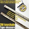 Mild Steel 2m Mini Tape Measure Portable Retractable Keychain Design for DIY Crafting Sewing Household Supplies