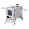 Wood Burning Stove with 5 Pipes Accessories, Visible Window Side Panels Heating Cooking Hot Tent Stove, Large Firebox Stainless Steel Stove for