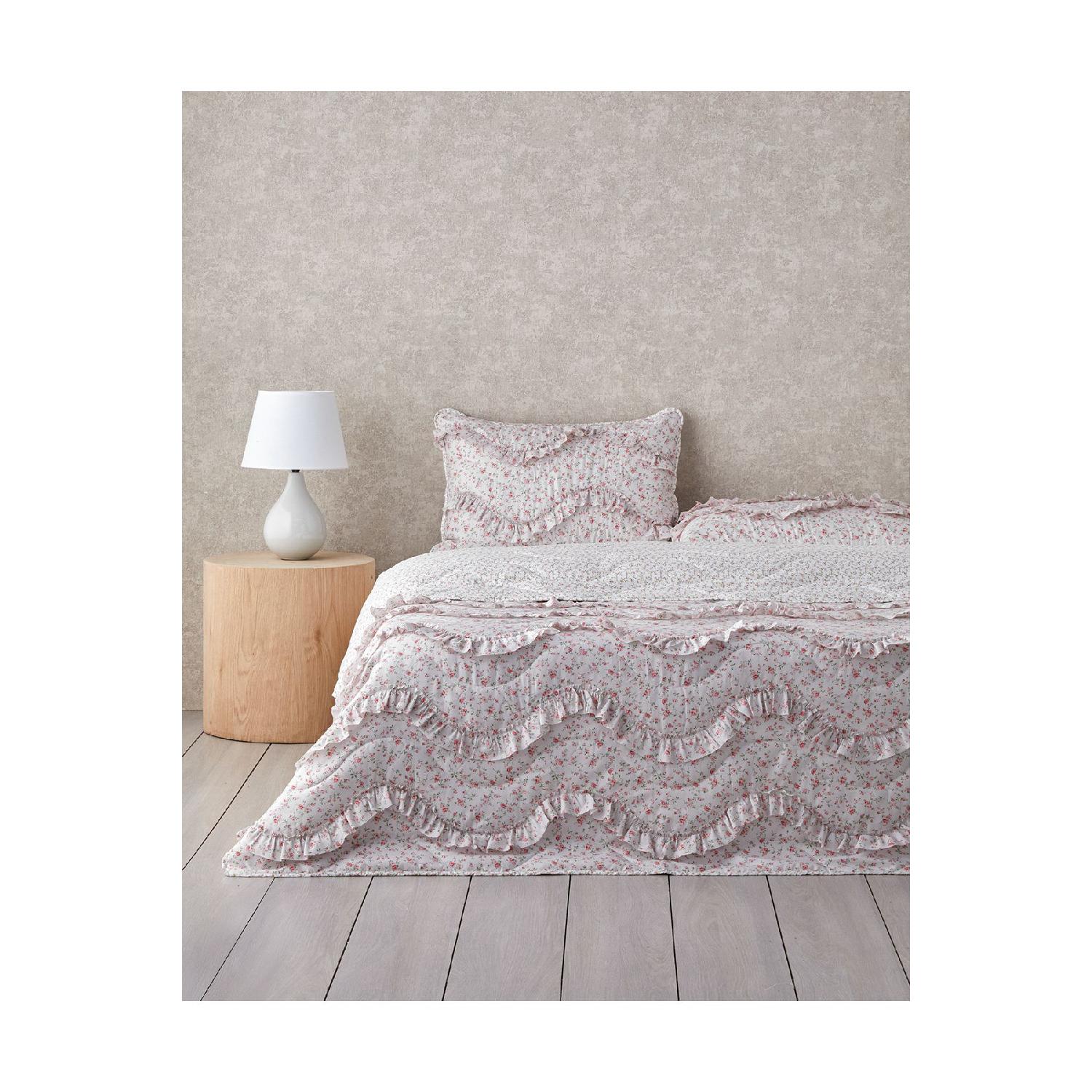 

Floreral Euphoria Frilly Double Bedspread Set 200x220 Cm Pink рожевий