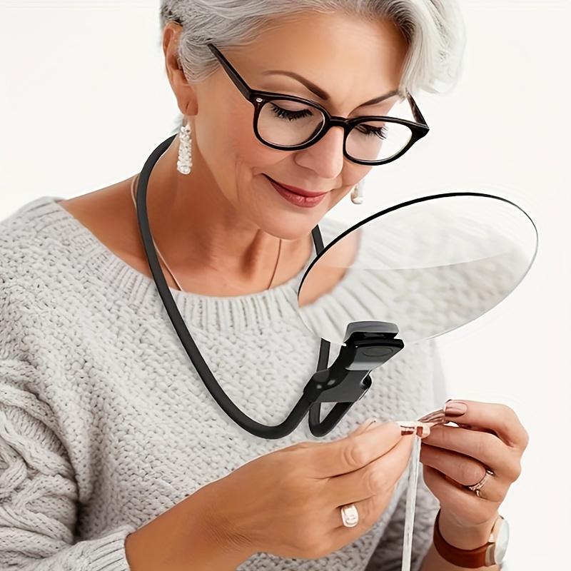 5X Hands-Free Magnifying Glass, Large Magnifer with Flexible Gooseneck for Neck Wear, Magnifying Glass with 5.12" Lens for Reading, Close Work,
