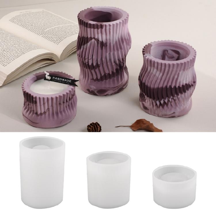 Striped Cylinder Tealight Holder Molds Cylinder Candlestick Molds