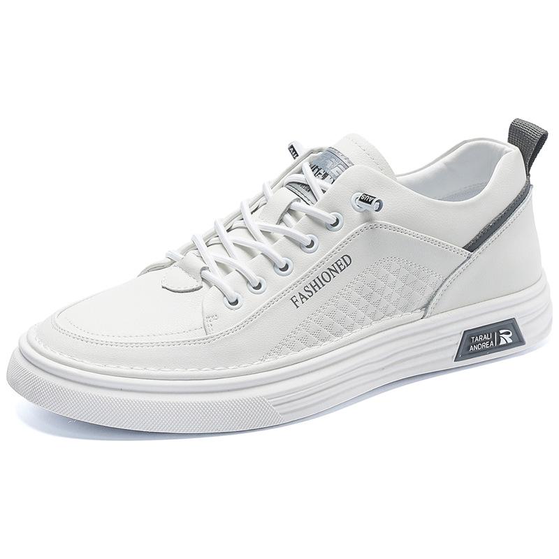 Herrskor vår nya andningsbara små vita skor enpedals mångsidiga studentlöparskor mjuk sula platt sula sportskor