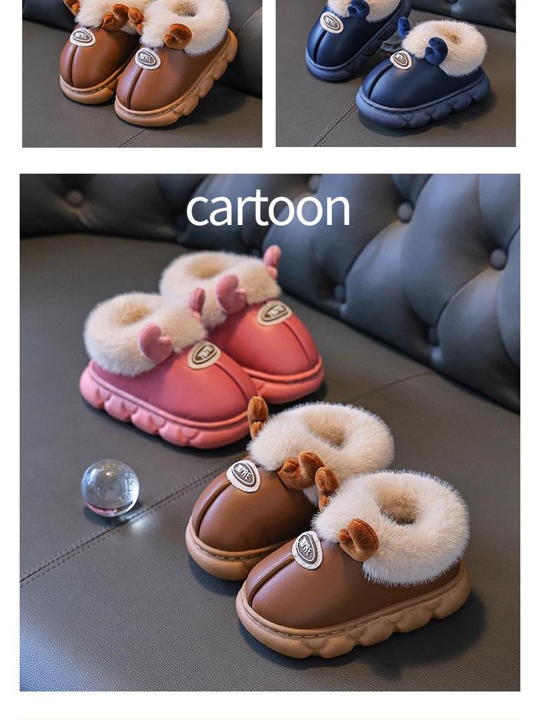 2025 Winter Children's Cartoon Cotton Slippers: Cute, Warm, Non-Slip, Waterproof for Boys and Girls Ages 1-9.