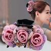 Non-slip Crossing Teeth Women Hair Claw Flower Beads Decor Bow Bath Hair Claw Styling Tool