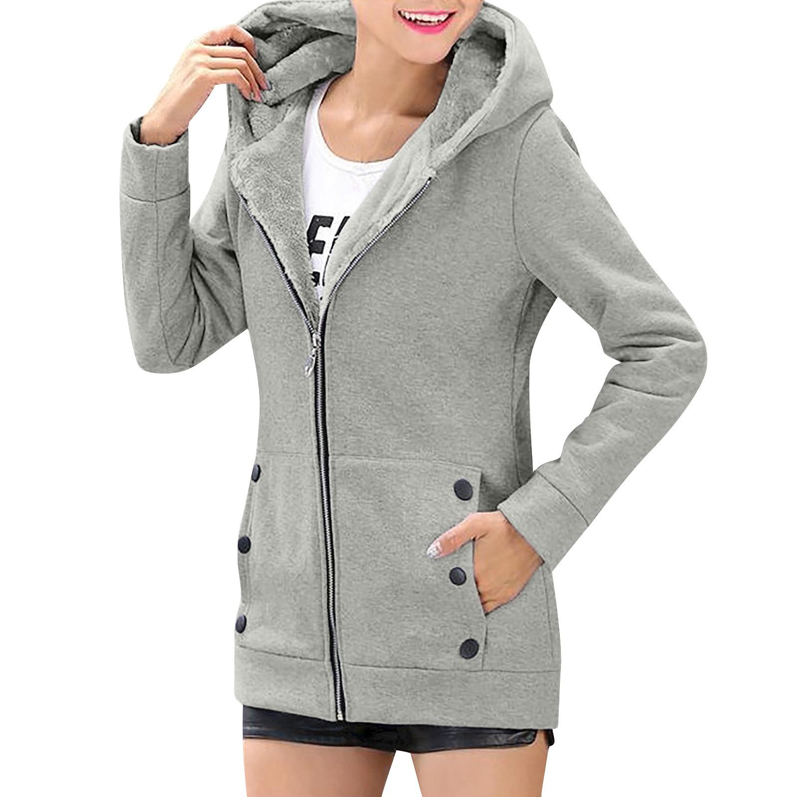 

Женская мода утолщает теплый кардиган на молнии, свитер, куртка с капюшоном XL