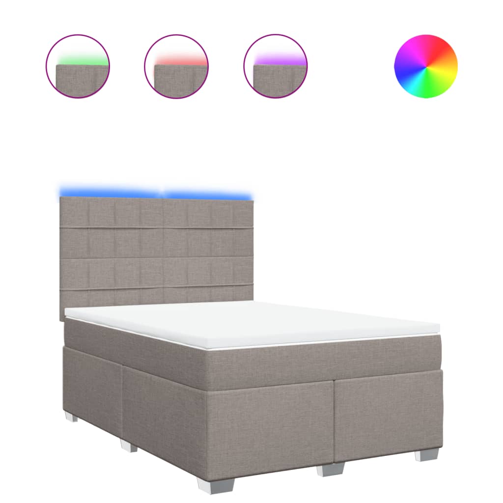 Vidaxl Letto Continentale Con Materasso, Taupe, Tessuto, 140X200 Cm