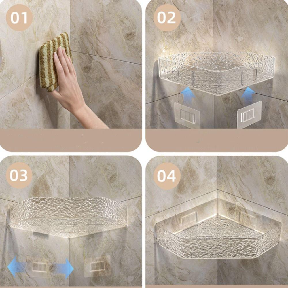 No Drilling Bathroom Storage Rack Wall Corner Storage Shelf Triangle Holder  Cosmetic
