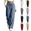 Women's Color High Waist Wide Leg Sweatpants with Drawstring for Casual Wear