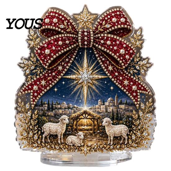 Xmas Party Table Centerpieces Christmas Faux Diamond Painting Tabletop Ornaments, Beginner-Friendly DIY Acrylic Rhinestone Art Supplies Craft