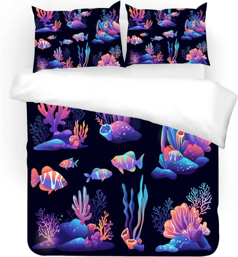 Clownfish Duvet Cover Sets For Kids Queen Size Lightweight Down Quilt Covers Bedroom Decor 2 Pillowcases 1 Duvet Cover No Quilt