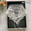 Fashion White Woven Floral Lace Hair Scarf Wraps Breathable Retro Triangle Headscarf Sweet Hair Band Photo