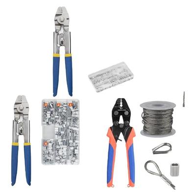 Drahtseil Crimpzange Crimpwerkzeug mit Stahlseil und Aluminium Crimpklemmen Hülse Drahtseil Kauschen Set
