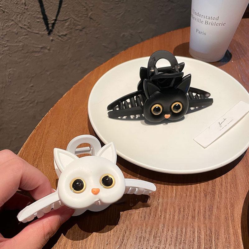 "3D černá spona do vlasů Cat Head – vlásenka a vlasové doplňky ve stylu žraloka"