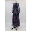 Elegant Floral Print Long Sleeves Backless Maxi Dress Women O Neck Wedding Party Gowns Bride Bridesmaids Host Long Dress