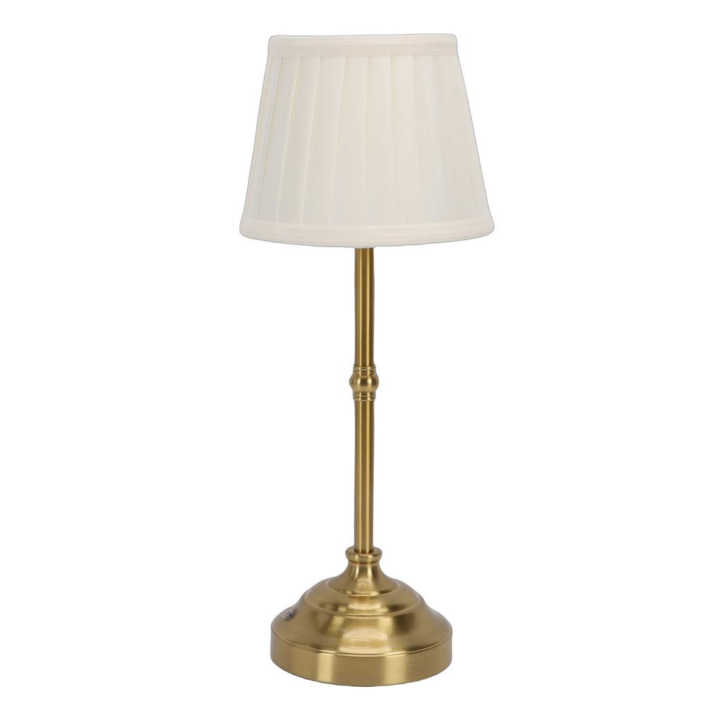 Cordless Table Lamp with Pleated Fabric Shade Aluminum Dimmable Rechargeable Bedside Night Light for Home Restaurant