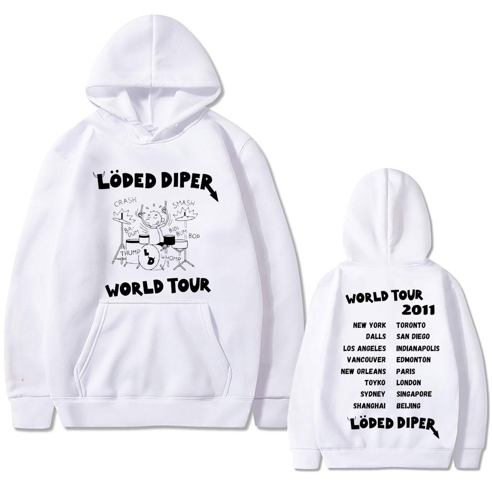 Loded Diper World Tour Hoodie Diary of A Wimpy Kid Hoodies Men Women Hip Hop Oversized Hooded Sweatshirt Male Vintage Streetwear