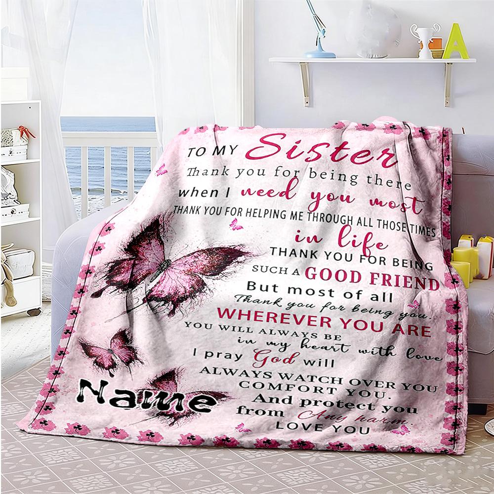 Sisters23 Personalized Name Blanket Cozy Customizable Blanket Durable Comfort Great for Nap Couch Bedding Chair Ideal for All Seasons