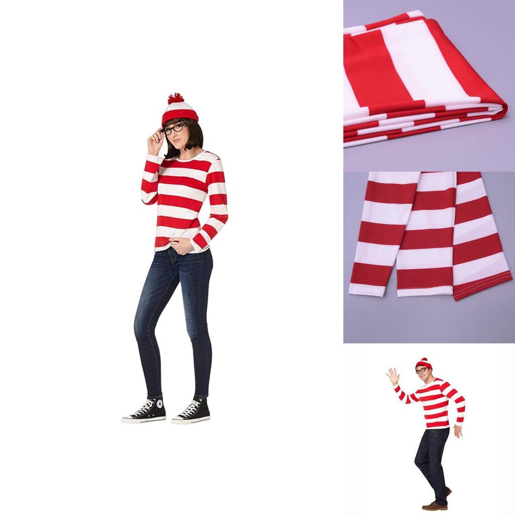 Where's Wally Halloween Costume Fun And Smart Uk Anime Cos Dress-up Outfit
