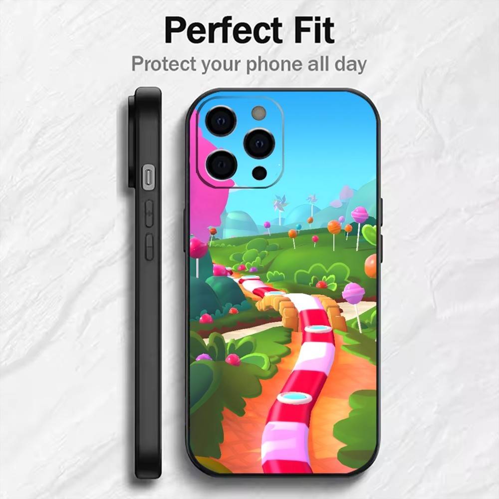 CCS Game C-Candy C-Crush Parinting Phone Case For iPhone17,16,15,14,13,12 Plus,Max Soft Silicone Black Cover