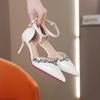 Fashion Summer New High Heels Women's Fashion Pointy Head Shallow Mouth Rhinestones with Thin Heels Anti-slip Wear-resistant Sandals