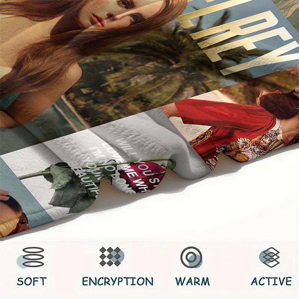 1 Adet Lana Del Rey Baskılı Flanel Battaniye, Yüksek Kalite, Dört Mevsim İçin Rahat, Ev Dekorasyonu, Sıcaklık ve Konfor, Noel Hediyeleri İçin Mükemmel