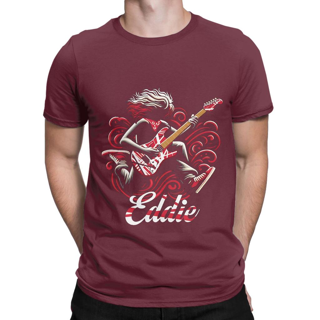 Eddie Van halen guitar tshirt merch Novelty Graphic 100 Cotton TShirt Van Halen Tees Tops For Unisex