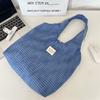 Retro Blue Grid Lazy Shoulder Shopping Bag Women Go Out Leisure Commuter Vest Bag Tote Bag
