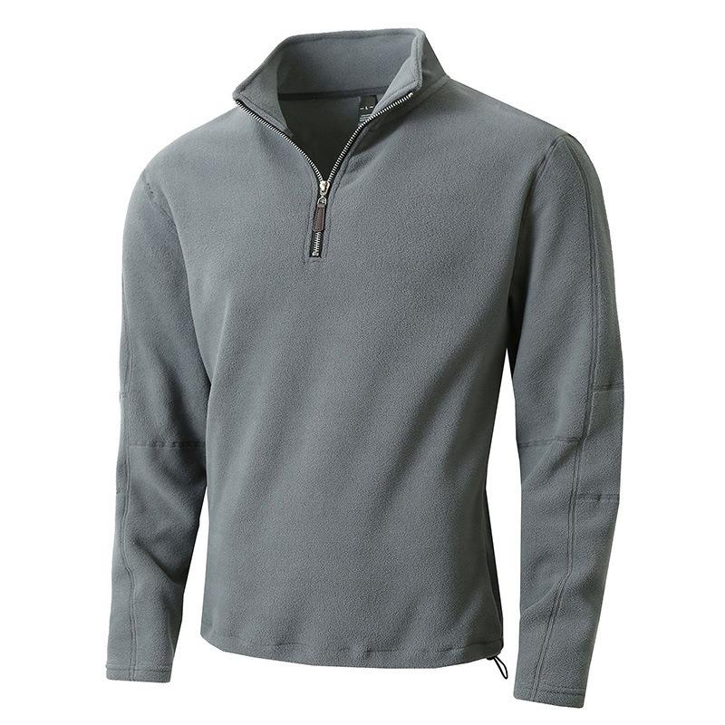 

Новый стиль Стойка воротник Молния Длинный рукав Толстовка Модный Повседневный Простой Однотонный S серый