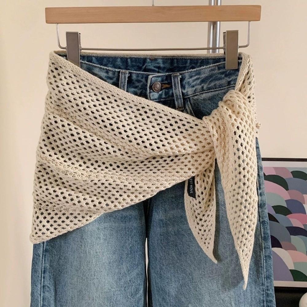 Lightweight Mesh Hollow Out Shawl Hollow Out Knit Triangle Shawl Knit Neck Scarf  Fall Winter