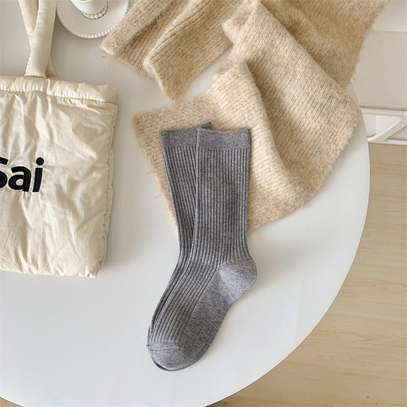 Men'S Cotton Socks, Sweat-Absorbing And Breathable Men'S Socks, Business Casual Versatile Solid Color Short Socks, Medium Tube Socks.