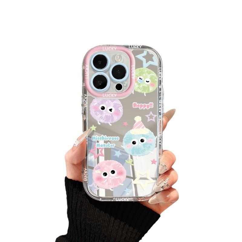 Colored Coal Balls Suitable for Apple 16promax Mobile Phone Case Iphone15plus Mirror 14 13 Anti Fall 17 Women