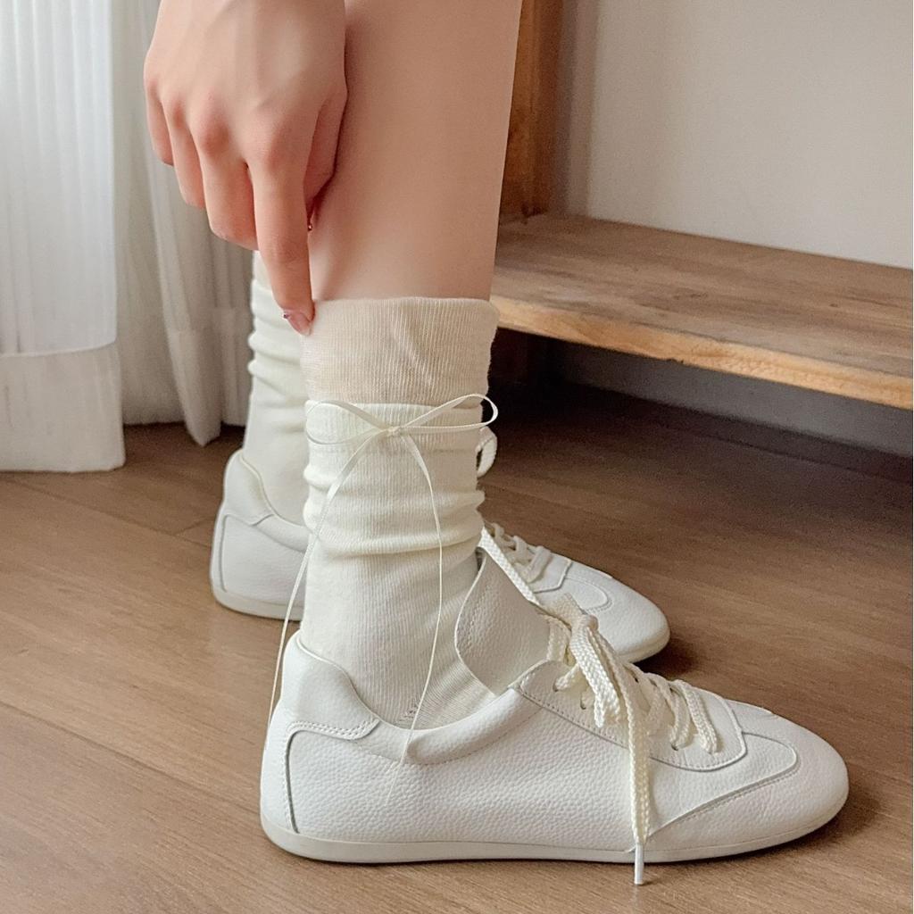 Flower Field Rabbit Sweet Flower Bud Socks Fake Two Bows Stacked Socks Cute Girl Versatile Pile Socks