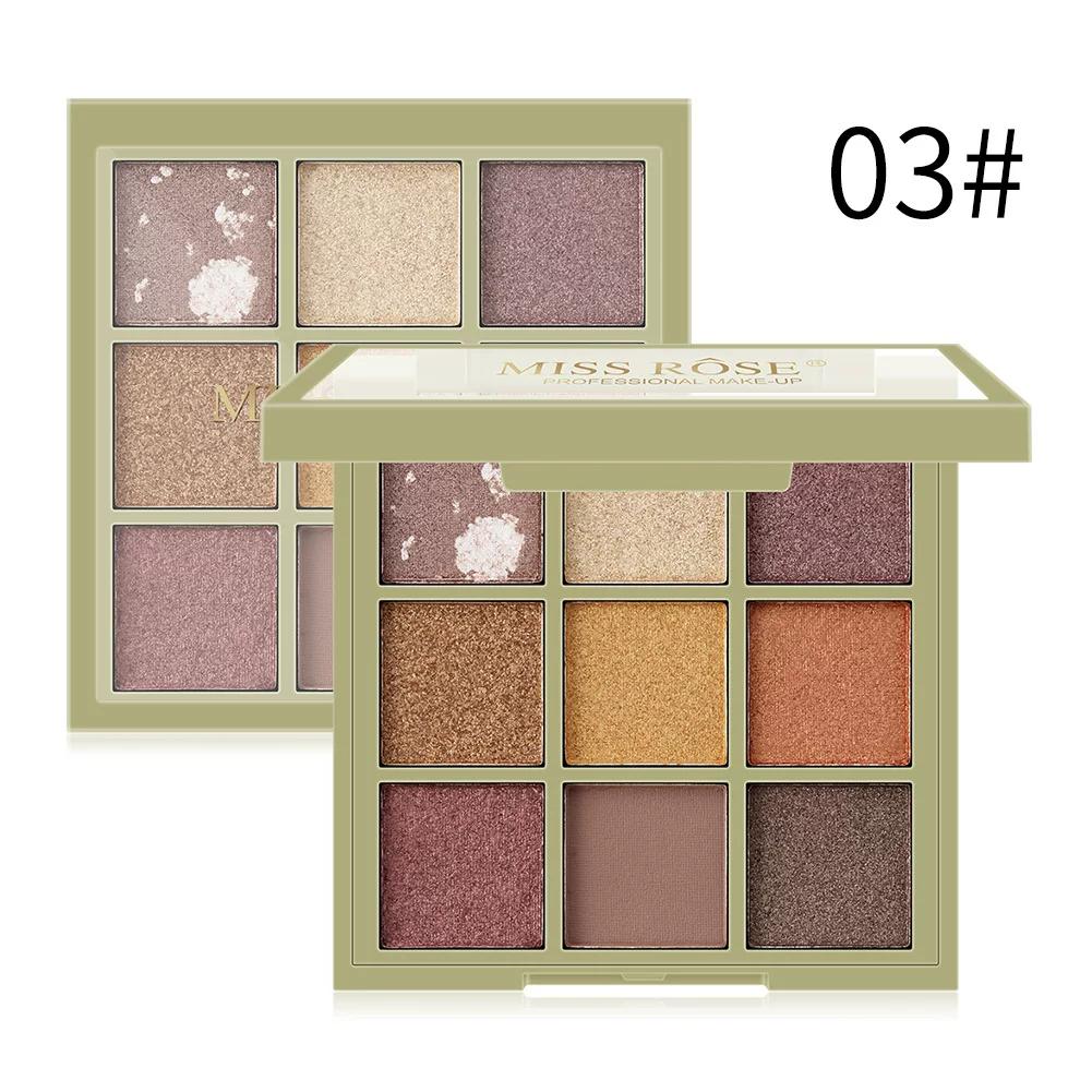 Miss Rose European and American Makeup Nine-Color Eyeshadow Plate Pearlescent Matte Waterproof Long-Lasting Natural Eyeshadow Plate Portable Eyeshadow