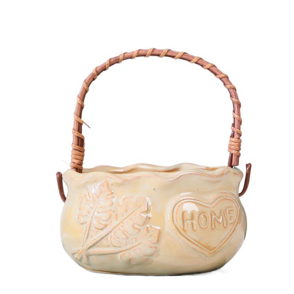 Odporna na korozję Ceramiczna Doniczka na Sukulenty z Uchwytem Dekoracyjna Kreatywna Doniczka Oddychająca Nordycka Doniczka Ornament