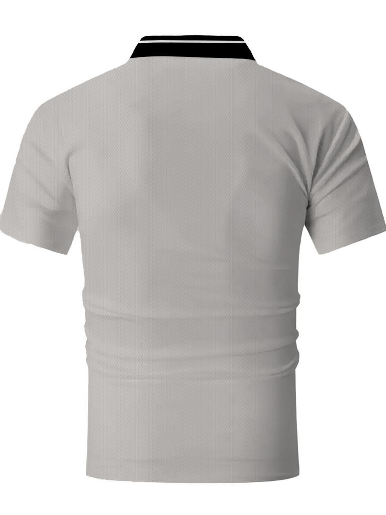 Men'S Digital Print Polo Shirt | Quick-Dry, Breathable, Casual Fit with Letter Print, Round Neck, Lightweight and Comfortable