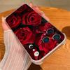 Scarlet Red Rose Flower Pattern Case For iPhone 17 Pro Max Coque iPhone 16 15 14 13 Pro Max 11 Shockproof Clear Soft Silicone Cover