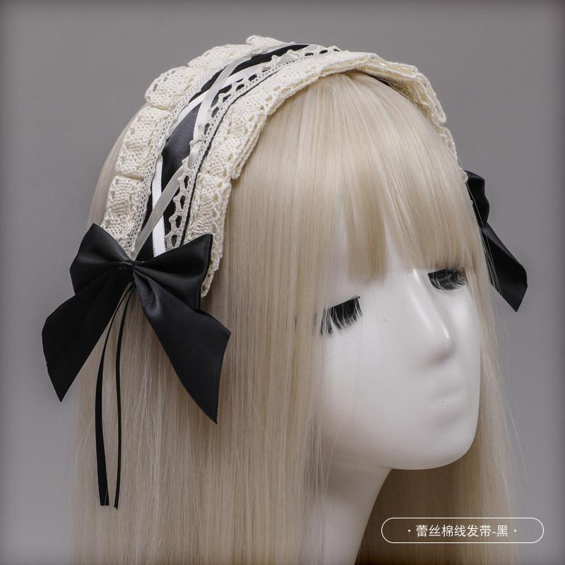 Handmade Bow Lace Headband Japanese Girl Lolita Hairpin Soft Cute Two-dimensional Headgear Cute Sister Hair Accessories